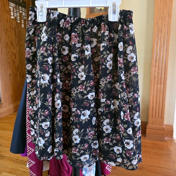 Floral Print Skirt Elastic Waist Knee Length Cottagecore Garden Party - Picture 4 of 5